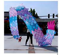 SLSKO Dragon Dance Ribbons Dragon-shaped Boi ribbon with 3D dragon head, blue or pink, 6-12 metres (20-39 feet)(Blue,10M)(Blue,8M)