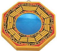 SLSKO Feng Shui Mirror,Ancient Bagua Wooden Convex Mirror Figurines Home Office Decoration Tabletop Lucky Ornaments