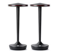 SLSMD 2 Pack Cordless Table Lamp Battery Operated Desk Lights 6000mAh Rechargeable Aluminum Metal Light 3 Color & Stepless Dimming Lamps Portable LED Lamp (2 Pack Black)