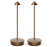 SLSMD 2 Pack Cordless Table Lamp Battery Operated Desk Lights 6000mAh Rechargeable Aluminum Metal Light 3 Color & Stepless Dimming Lamps Portable LED Lamps (2 Pack Titanium)