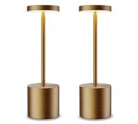 SLSMD 2 Pack Cordless Table Lamp IP54 Battery Operated Desk Lights 5000mAh Rechargeable Aluminum Metal Night Light 3 Color & Stepless Dimming Lamps Portable LED Lamps (2 Pack Titanium)