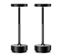 SLSMD 2Pack Cordless Table Lamp, Rechargeable LED Battery 5000mAh USB Portable Powered Desk Lamp, 3 Levels Light for Restaurants Outdoor (Black)