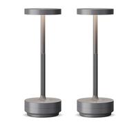 SLSMD 2Pack Cordless Table Lamp, Rechargeable LED Battery 5000mAh USB Portable Powered Desk Lamp, 3 Levels Light for Restaurants Outdoor (Grey)