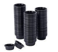 SLSON 100Pcs 0.5oz Gecko Feeding Cups Reptile Food and Water Black Feeding Dish for Lizards, Tortoise,Bearded Dragon Crested Gecko Feeding Bowls for Small Pet Ledge Accessories
