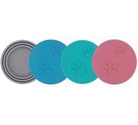 SLSON 4 Pack Pet Food Can Cover Lids Universal Silicone Cat Dog Food Tin Lids 1 Fit 3 Standard Size Can Tops, Blue, Green, Pink and Grey