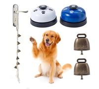 SLSON 5PCS Dog Doorbell Handwoven Adjustable Hanging Rope with 2 Brass Bell and 2 Pet Training Bells, Toilet Training Bells Dog Bell Cat Puppy Interactive Bell