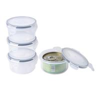 SLSON Canned Cat Food Storage Container with Airtight Locking Cover Lids, 4 Pack 180ml Leakproof Pet Food Sealer for 60g,70g,75g,85g Tin, Keeps Dry Wet Food Fresh Eliminates Odor