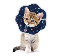 SLSON Cat Recovery Collar Soft Protective Pet Cone Cotton Adjustable Fasteners Collar for Cat and Puppy, Dark Blue (S)