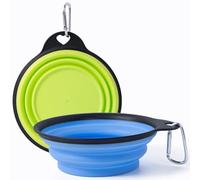 SLSON Collapsible Dog Bowls One-Piece Molded Reinforced Rim, 2Pcs Portable Water Pet Bowls, Lightweight Travel Feeder Dog Dishes for Walking Hiking Camping