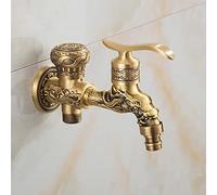 SLTA Outdoor Garden Antique Brass Dragon Faucet Lengthened 1/2 Washing Machine mop Pool Double Faucet LWX