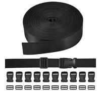 SLTAXAR Nylon Webbing Strap 5 m x 2.5 cm Nylon Straps with 10 Pairs Buckles Nylon Strap with Buckle Adjustable Nylon Strap Black Clip Closure Backpack Buckle Replacement for Backpack Bag Suitcase