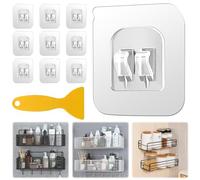 SLTAXAR Pack of 36 Spice Rack Adhesive Hooks, Shower Shelf Adhesive Hooks, 6 x 6 cm, Clear Acrylic Self-Adhesive Towel Hooks, Wall Hooks, Bathroom for Shower Caddy Hooks, Self-Adhesive for Kitchen,