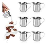 SLTAXAR Set of 6 Milk Jugs Stainless Steel 150 ml Small Milk Jug Espresso Jug 5 oz Frothing Jug Small Espresso Jug 150 ml for Milk Frothing Milk Pitcher Small for Cappuccino Latte Art