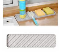 SLTAXAR Silicone Sponge Holder Sink Organiser Silicone Grey 40.5 x 11.5 cm Sink Silicone Tray Sink Drying Mat Silicone Slim Kitchen Bathroom Organiser for Sponges