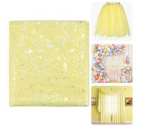 SLTAXAR Tulle Fabric Glitter Yellow Decorative Fabric with Stars Sparkly Fabric 160 x 200 cm Glitter Tulle Ribbon Decorative Fabrics Glitter Yarn Tulle Soft and Fine Decorative Ribbon for DIY Clothing