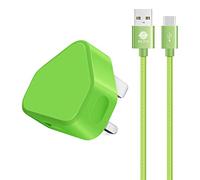 SLTX UK 3 Pin Plug USB Mains Charger Adapter, 1AMP 1000mAh Travel USB Charger +Type C USB Cable 1M,Triple Braided Nylon USB-C Charger Compatible for Galaxy S9/S8+/S8, Note 8, Sony XZ, Nintendo Switch
