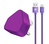 SLTX UK 3 Pin Plug USB Mains Charger Adapter, 1AMP 1000mAh Travel USB Charger +Type C USB Cable,Triple Braided Nylon USB-C Charger Compatible for Galaxy S9/S8+/S8, Note 8, Sony XZ, Nintendo Switch