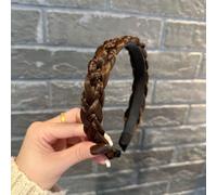 SLTXLNXH Wide Messy Braided Headband With Teeth Synthetic Hair Plaited Headband High Elasticity Braids Fishtail Braided Hair Band Hairpiece for Girls Women (six strands light brown)