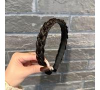 SLTXLNXH Wide Messy Braided Headband With Teeth Synthetic Hair Plaited Headband High Elasticity Braids Fishtail Braided Hair Band Hairpiece for Girls Women (six strands black brown)