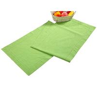 Slub Cotton Table Runner with Hemstitched Detailing and Mitered corner Finish on edges-100% Cotton by Linen Clubs Size 16x72 Lime Green Color