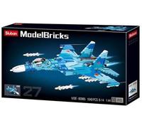 Sluban M38-B0985 Model Bricks 1.040 Pieces Blue 2-in-1 Su-27 Fighter Jet