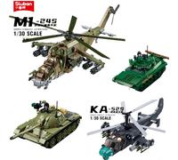 Sluban Military Tank Transport Helicopter Gunship Model Bricks Infantry Fighting Vehicle Weapon DIY Creative Building Block Toys 913pcs 1138 No box