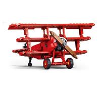 SLUBAN Red Triple-Wing Biplane Building Block Set with Pilot Minifigure, 19.2 cm Model Aircraft, M38-B1292