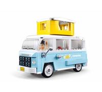 Sluban TS-2 Camping Building Set, 1/35 Scale Model Van with Rooftop Tent, 265 Pieces, Ages 8-14, M38-B1192, Light Blue and Yellow