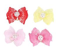 Sluffs 20Pcs Pet Multicolor Hair Lace Bowknot Bows Grooming Accessories for Cat Medium Small Dog Cat Hair Bows Medium Dog,Small Dog Hair.