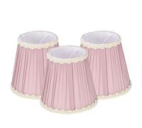 Sluffs 3Pcs Small Lamp Shades,Cloth Lamp Shade,E14 Clip on Lampshade Mini Lamp Shade Fitter Lamp Shade Replacement for Chandelier Table Floor Wall Lamp(Pink)