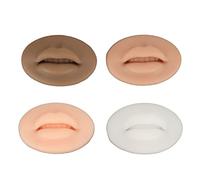 Sluffs 4 Pcs 3D Practice Lips, Soft Silicone Realistic ing Fake Skin Silicone Lip Model Light Dark Black Translucent Color Soft Flexible 3D Silicone Lips for Pr