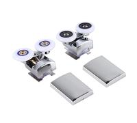 Sluffs Double Top Bottom Zinc Alloy Shower Door Roller Pulley 26mm Wheel Mute Double Wheel Up Double Down Double Swivel Silver Caster Home