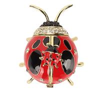Sluffs Red Ladybug Trinket Jewellery Box Organiser for Necklace Earrings Bracelets Rings,Enamel Crystal Hand Painted Jewelry Storage Box Ornament
