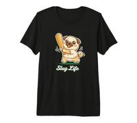 Slug Life Pug Baseball Batter Funny Dog Lover Sport Premium T-Shirt
