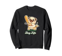 Slug Life Pug Baseball Batter Funny Dog Lover Sport Sweatshirt
