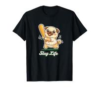 Slug Life Pug Baseball Batter Funny Dog Lover Sport T-Shirt