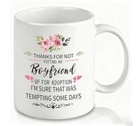 Slugeren Gifts for Boyfriends Mom, Thanks for Not Putting My Boyfriend Up for Adoption Coffee Mug 11 Oz, Future Mother in Law Gifts, Christmas Birthday Mother's Day Gift for Boyfriends Mom