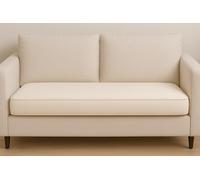 SLUMBER HOME 2-Seater Booster Cushion with Removable Cover for Elderly 100cm x 50 x 7 cm Deep Firm Orthopaedic Memory Foam Cushion Two Seater Sofa Seat Pad with Water-Resistant Washable Cover (Cream)