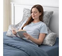 SLUMBER HOME Back Support Cushion for Bed Reading Pillow With Arms Cuddle Cushion for Chair, Super Soft Crushed Velvet High Back Pillow for Gaming, TV & Relaxing, Cosy Lounge Pillow