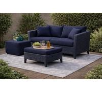 SLUMBER HOME Rattan Patio Furniture Sofa Replacement Seat Pad & Back Cushion Set Polyester Water Resistant Garden Chair Cushions for Outdoor Sofa Set (Navy Blue, Seat: 58cm x 52cm x 6cm)