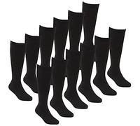 Slumber Hut 12 Pairs Kids Cotton Rich Knee High Sock Black 6-9