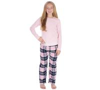 Slumber Hut Girls Plain top with checked trousers Cotton Blend 15C685 Pink Navy Check 9-10 Years