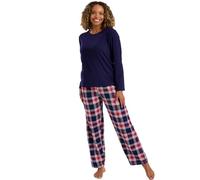 Slumber Hut Ladies 100% Cotton Jersey Checked Pyjamas IN46293 Navy 10-12