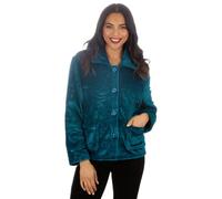 Slumber Hut Ladies Embossed Button Bed Jacket 34B2112 Teal 14-16