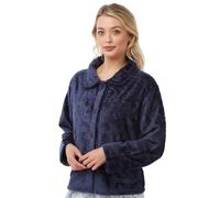 Slumber Hut Ladies Embossed Button Bed Jacket Navy 22-24