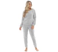 Slumber Hut® Ladies Fleece Pyjamas Twosie - Novelty Black Prosecco or Grey Weekend Gin - Loungewear Womens Pajamas with Emboidered Slogan - Velvet Soft Flannel PJs - Size UK 8 10 12 14 16 18 20 22
