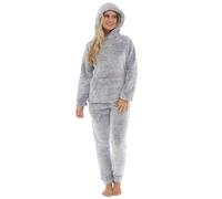 Slumber Hut® Ladies Fleece Pyjamas Twosie - Novelty Black Prosecco or Grey Weekend Gin - Loungewear Womens Pajamas with Emboidered Slogan - Velvet Soft Flannel PJs - Size UK 8 10 12 14 16 18 20 22