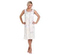 Slumber Hut Ladies Floral Jersey Cotton Rich Nightie Nightdress Nightshirt & Pyjamas - Available in Sizes 10-36 (10-12, Blue - Sleeveless)