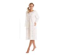 Slumber Hut Ladies Floral Jersey Cotton Rich Nightie Nightdress Nightshirt & Pyjamas - Available in Sizes 10-36 (18-20, Blue - Long Sleeve)