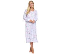 Slumber Hut Ladies 'Floral Reflections' Long Sleeve Nightie 27273 Blue L-XL